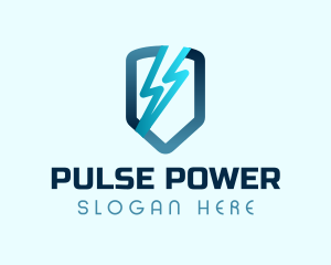 Blue Lightning Shield logo design