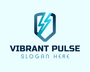 Blue Lightning Shield logo design