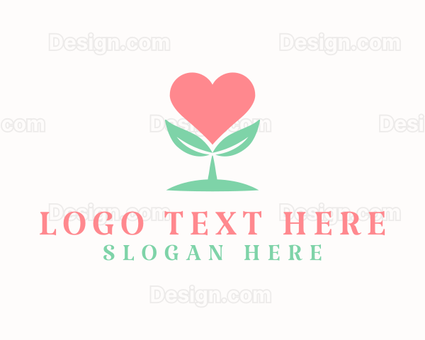 Cute Eco Heart Plant Logo