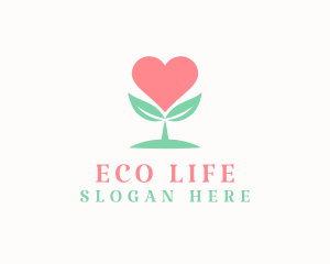 Cute Eco Heart Plant logo design