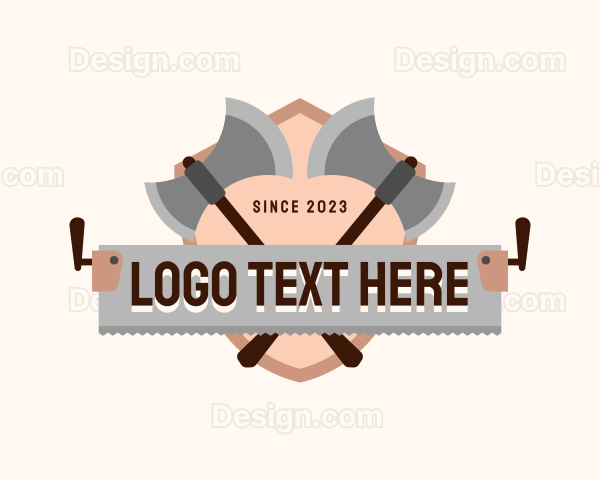 Saw Axe Lumberjack Logo