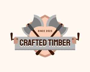 Saw Axe Lumberjack logo design