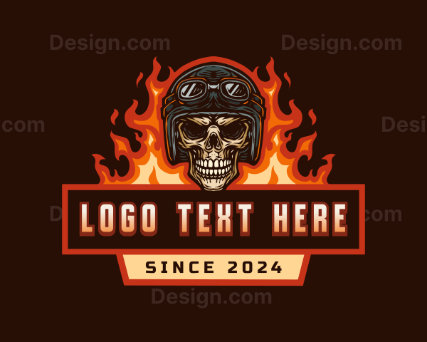 Flaming Skull Helmet Logo