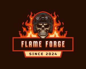 Flaming Skull Helmet logo design