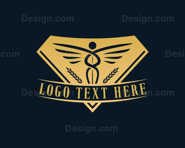 Diamond Wreath Medical Caduceus Logo