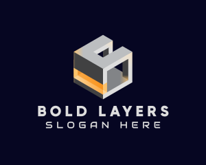 3D Metallic Cube logo design