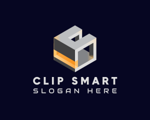 3D Metallic Cube logo design