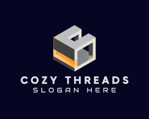 3D Metallic Cube logo design