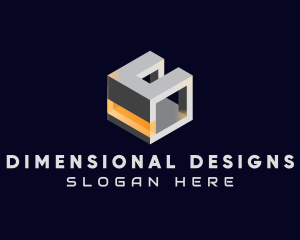 3D Metallic Cube logo design