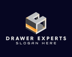 3D Metallic Cube logo design