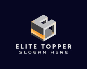 3D Metallic Cube logo design