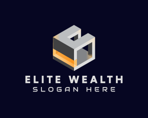 3D Metallic Cube logo design