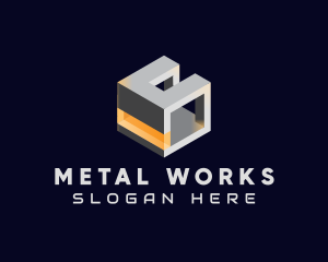 3D Metallic Cube logo