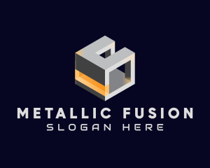 3D Metallic Cube logo