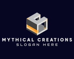 3D Metallic Cube logo design