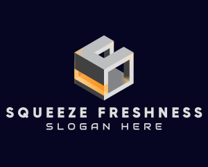 3D Metallic Cube logo design