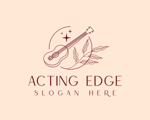 Musical Guitar Emblem logo design