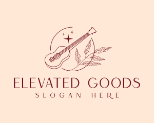 Musical Guitar Emblem logo design