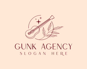 Musical Guitar Emblem logo design