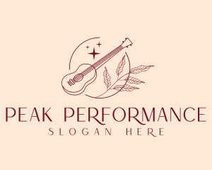 Musical Guitar Emblem logo design