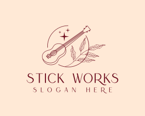 Musical Guitar Emblem logo design