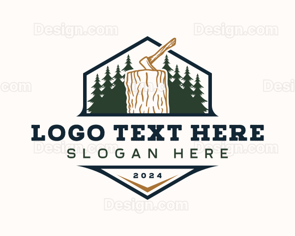 Woodwork Logging Axe Logo