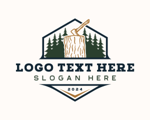 Woodwork Logging Axe Logo