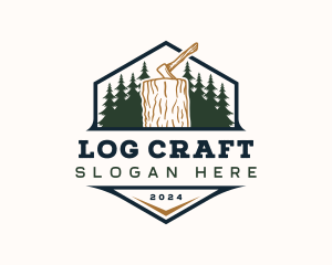 Woodwork Logging Axe logo design