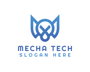 Blue Tech Letter M logo design