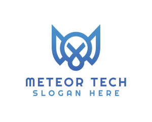 Blue Tech Letter M logo design