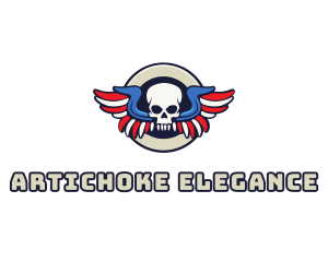 Patriotic Skull Wing logo design