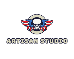 Patriotic Skull Wing logo design