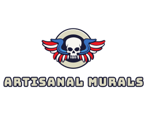 Patriotic Skull Wing logo design