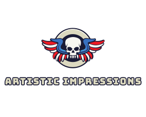 Patriotic Skull Wing logo design