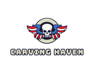 Patriotic Skull Wing logo design