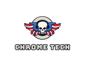 Patriotic Skull Wing logo design