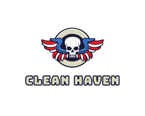 Patriotic Skull Wing logo design