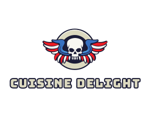 Patriotic Skull Wing logo design