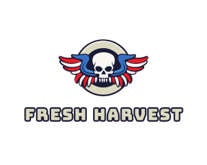 Patriotic Skull Wing logo design