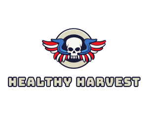 Patriotic Skull Wing logo design