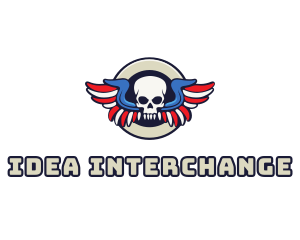 Patriotic Skull Wing logo design