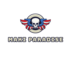 Patriotic Skull Wing logo design