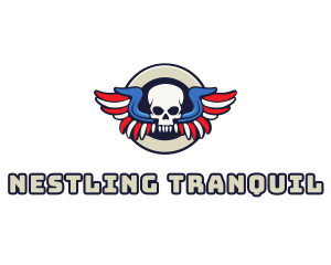 Patriotic Skull Wing logo design