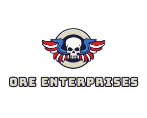 Patriotic Skull Wing logo design