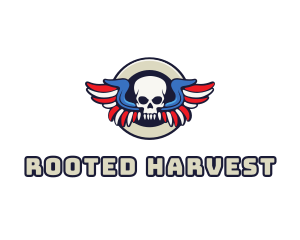 Patriotic Skull Wing logo design