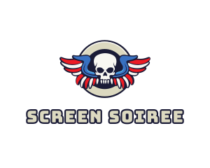 Patriotic Skull Wing logo design