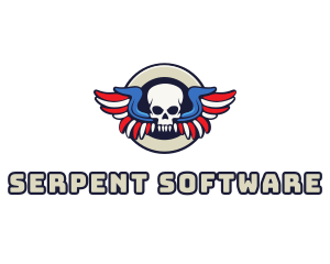 Patriotic Skull Wing logo design