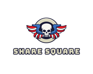 Patriotic Skull Wing logo design