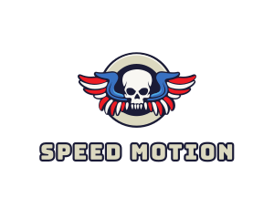 Patriotic Skull Wing logo design