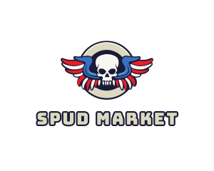 Patriotic Skull Wing logo design